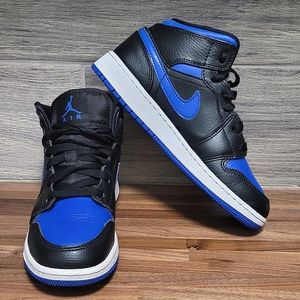 AIR JORDAN 1 MID GS 'BLACK HYPER ROYAL